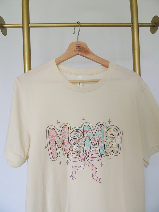 Patterned Mama Coquette - Short Sleeve Tee in Natural