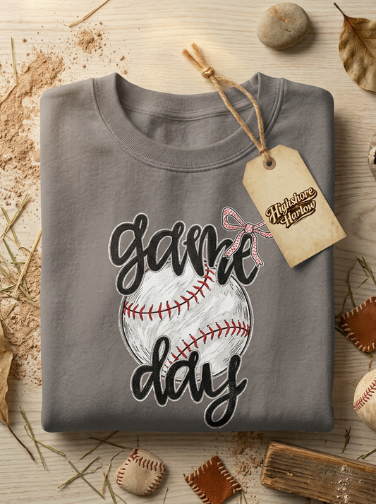 Faux Glitter Baseball Game Day - Short Sleeve Tee in Asphalt