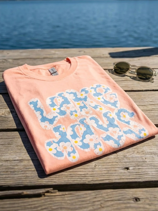 Lake Days - Short Sleeve Tee in Peachy