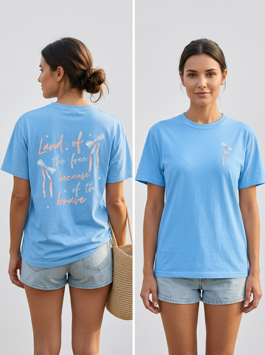 Land of the Free Bow - Short Sleeve Tee in Royal Caribe
