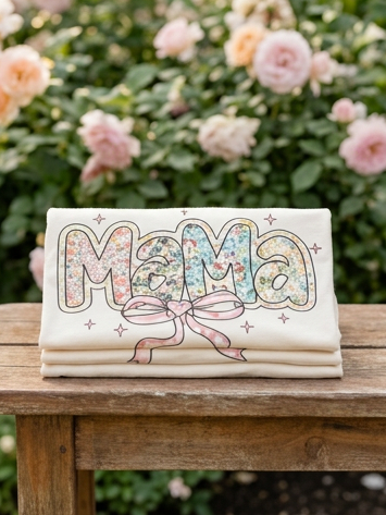 Patterned Mama Coquette - Short Sleeve Tee in Natural