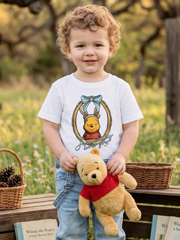 Some Bunny Loves You Honey Bear - Short Sleeve Tee in White