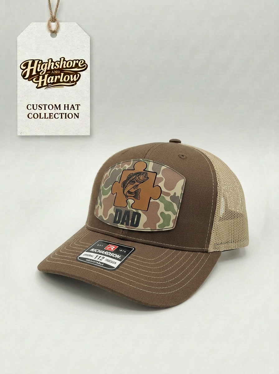 The "Dad" Bass Fishing Camo Patch Hat - Richardson 112 in Brown/Khaki