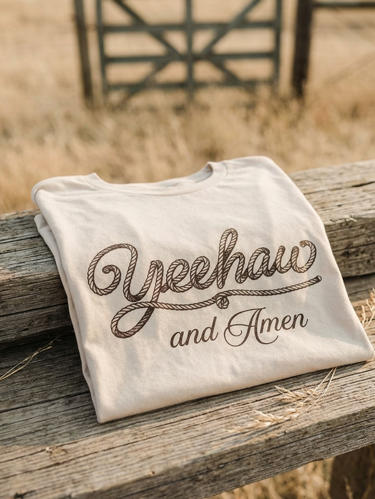 Yeehaw and Amen - Short Sleeve Tee in Dust