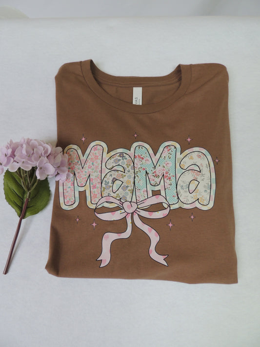 Patterned Mama Coquette - Short Sleeve Tee in Vintage Brown