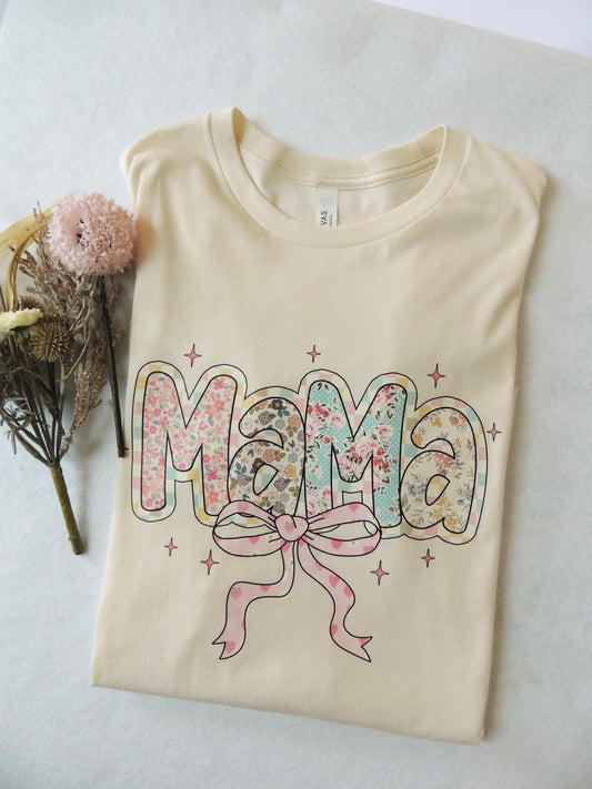 Patterned Mama Coquette - Short Sleeve Tee in Natural