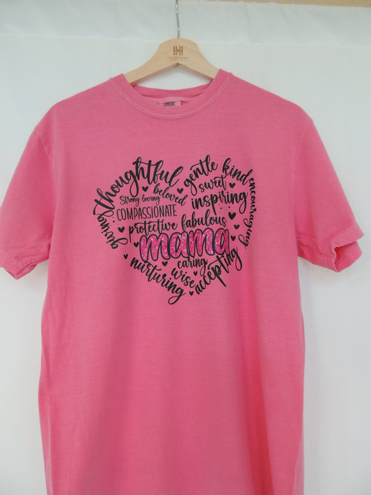 Mama Word Art - Short Sleeve Tee in Crunchberry