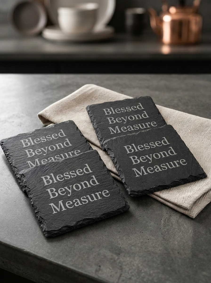 Blessed Beyond Measure - 4 Piece Slate Coaster Set