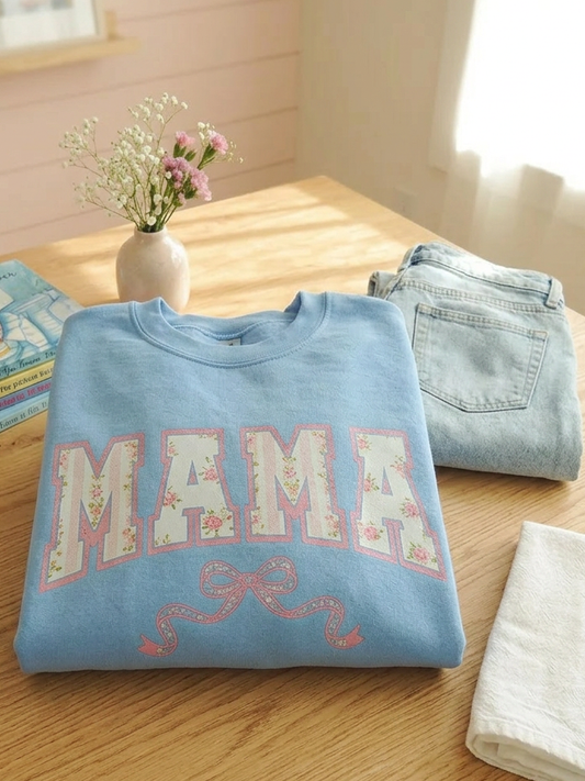 Dainty Mama Coquette - Crew Neck in Carolina Blue