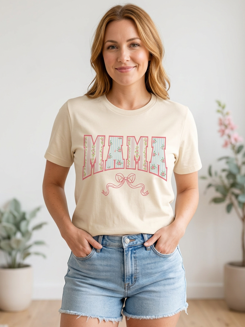 Dainty Mama Coquette - Short Sleeve Tee in Natural