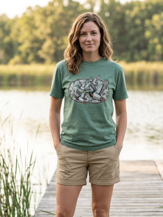 Duck Camo - Short Sleeve Tee in Light Green