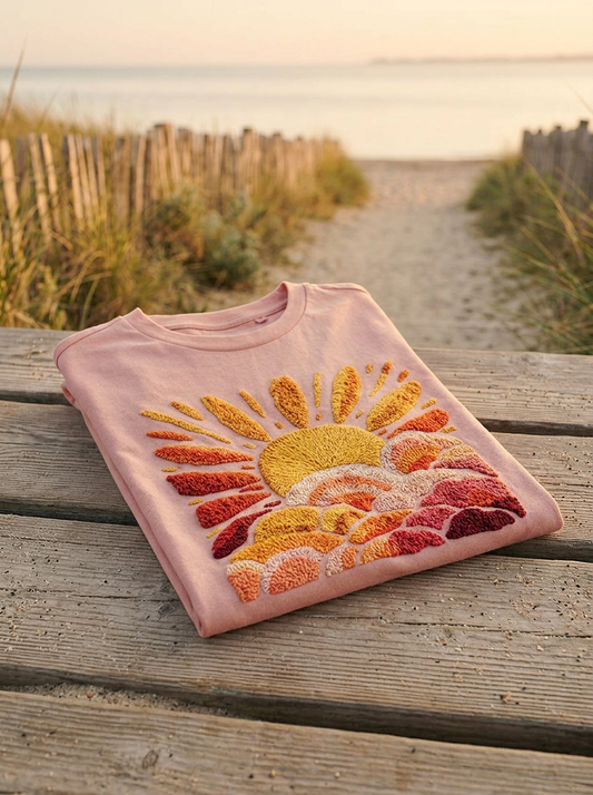 Faux Chenille Sunrise - Short Sleeve Tee in Peachy