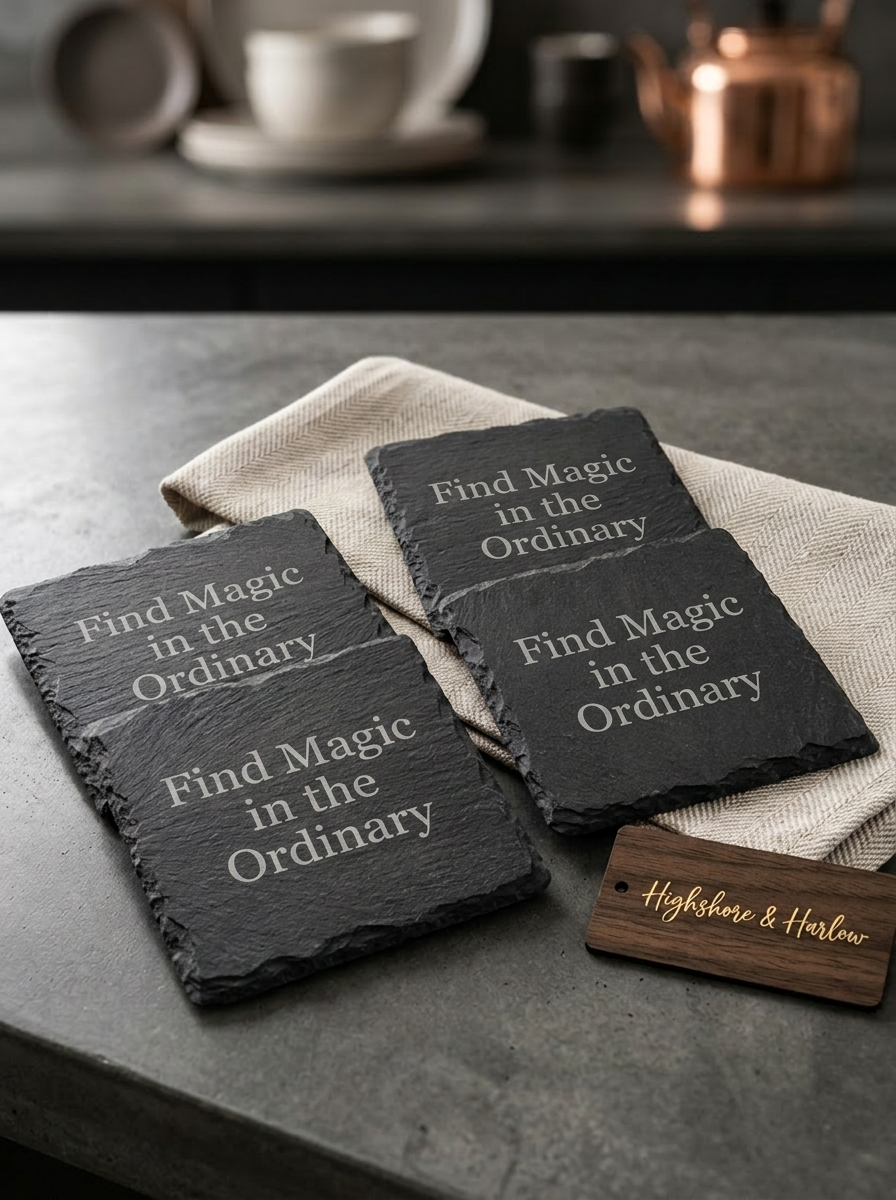 Find Magic in the Ordinary - 4 Piece Slate Coaster Set