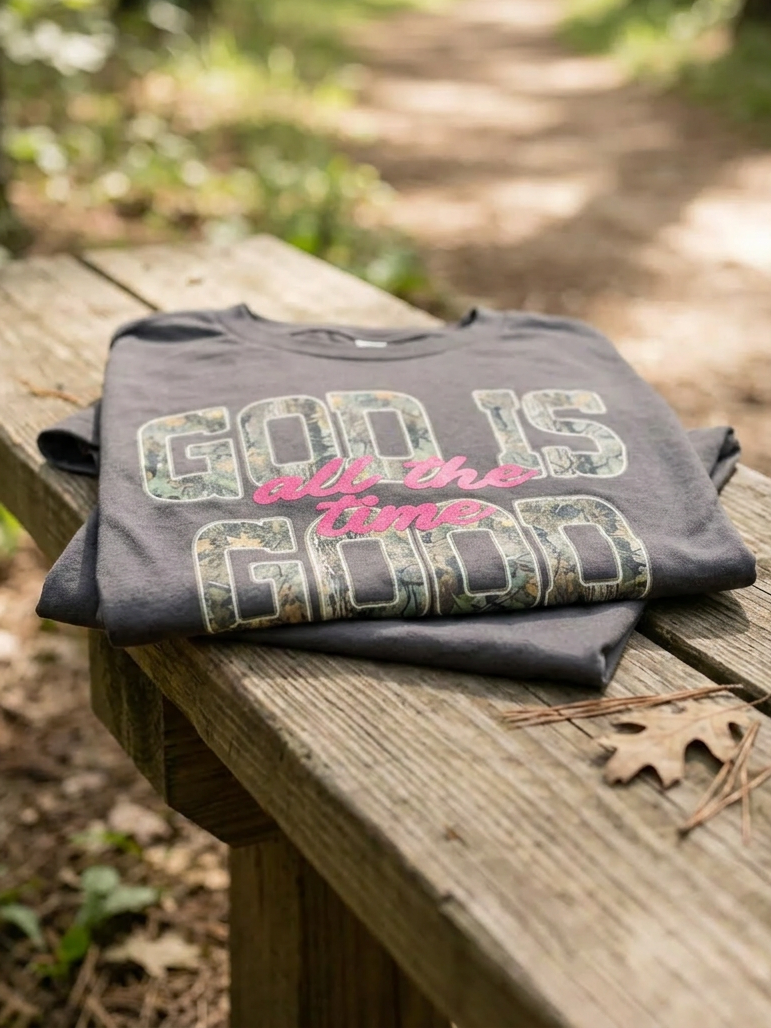 God is Good Camo - Short Sleeve Tee in Asphalt