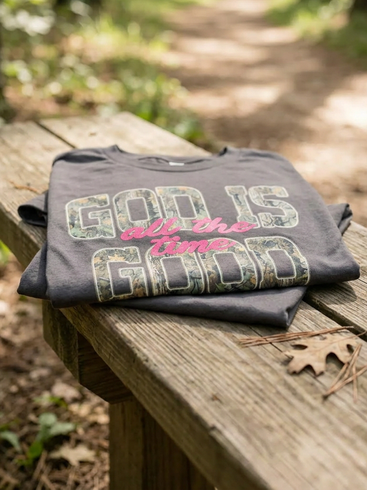God is Good Camo - Short Sleeve Tee in Asphalt