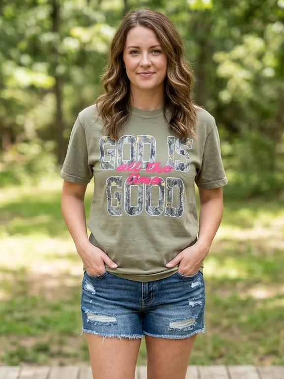 God is Good Camo - Short Sleeve Tee in Khaki