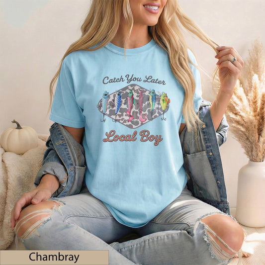 Fishing Lures Graphic Tee, Retro Camo Comfort Colors Shirt
