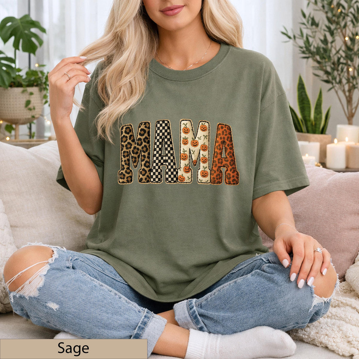 Mama Leopard Pumpkin Halloween Shirt, Trendy Spooky Fall Motherhood Top