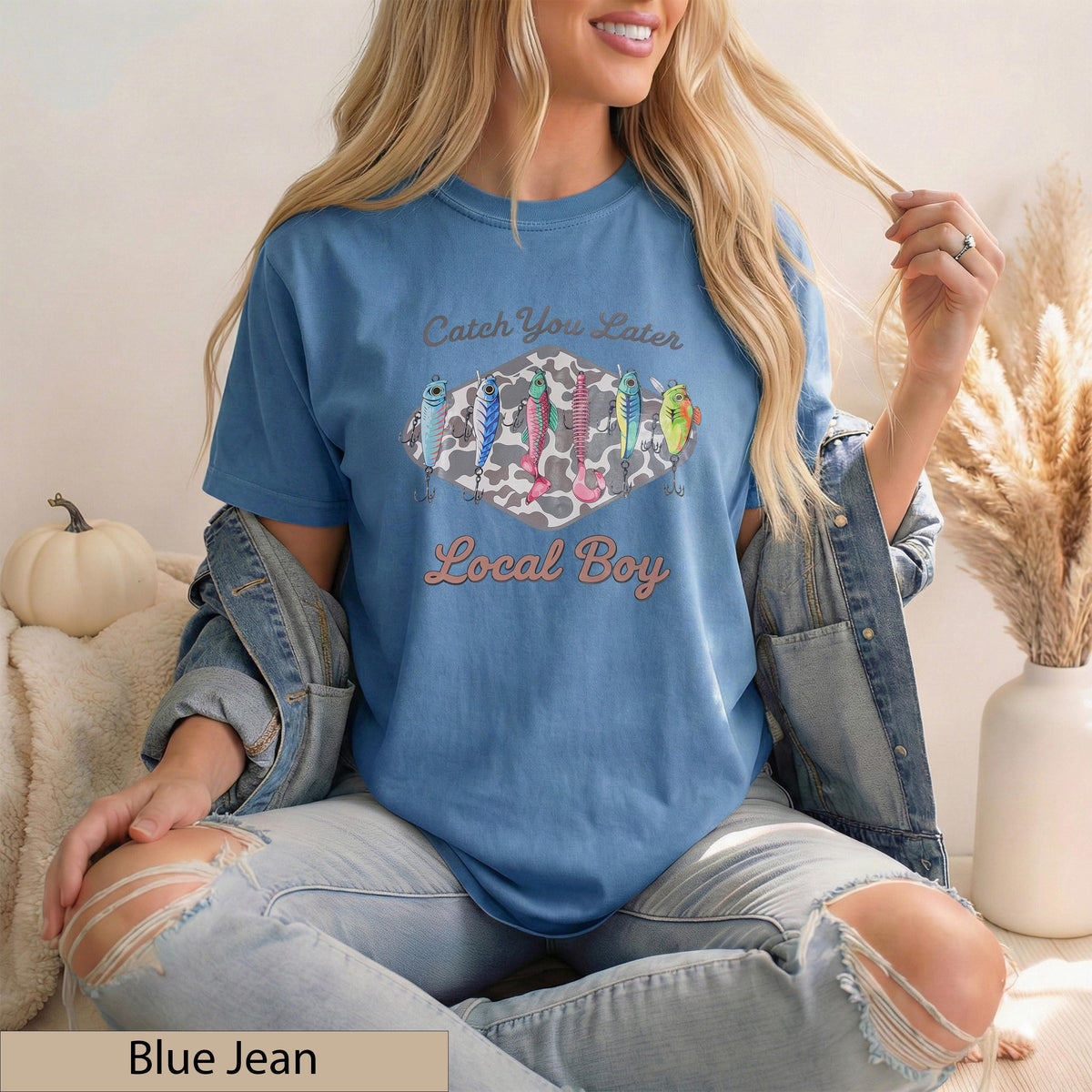 Fishing Lures Graphic Tee, Retro Camo Comfort Colors Shirt