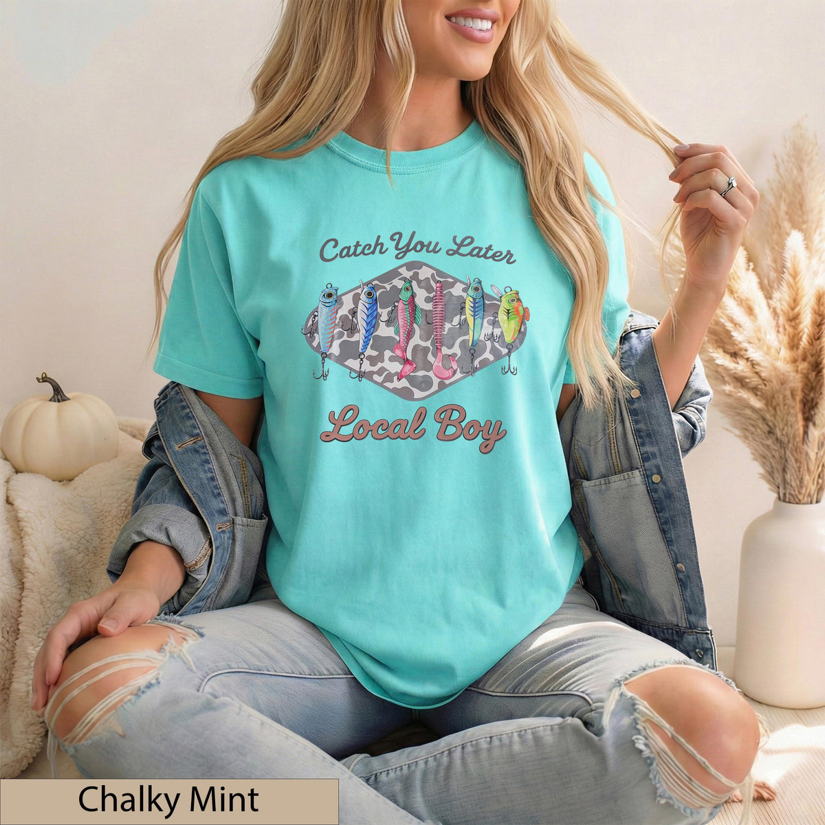 Fishing Lures Graphic Tee, Retro Camo Comfort Colors Shirt