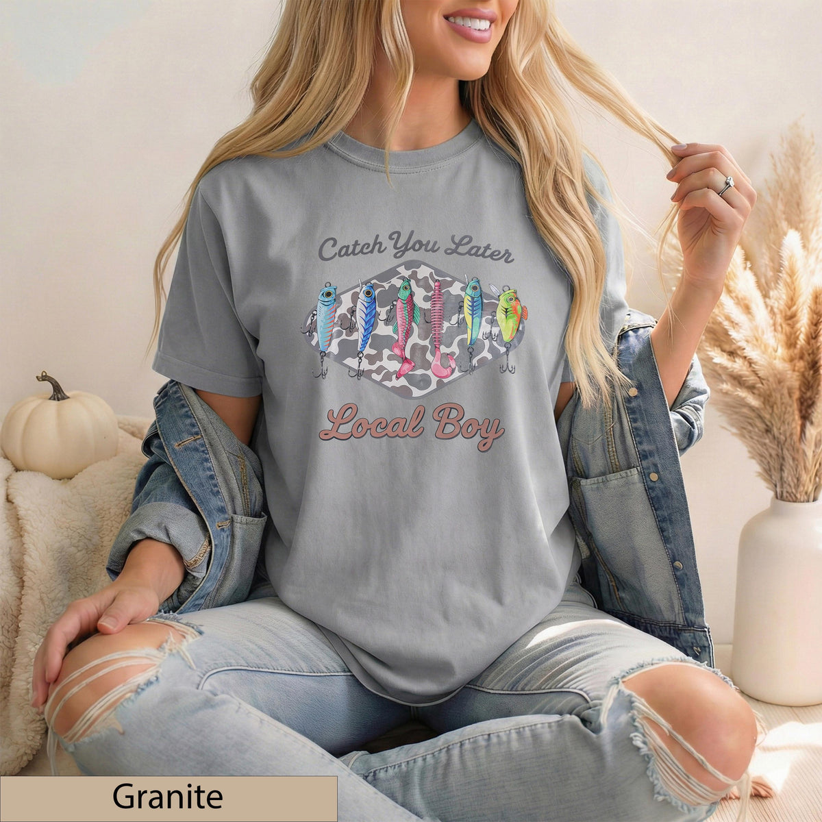 Fishing Lures Graphic Tee, Retro Camo Comfort Colors Shirt