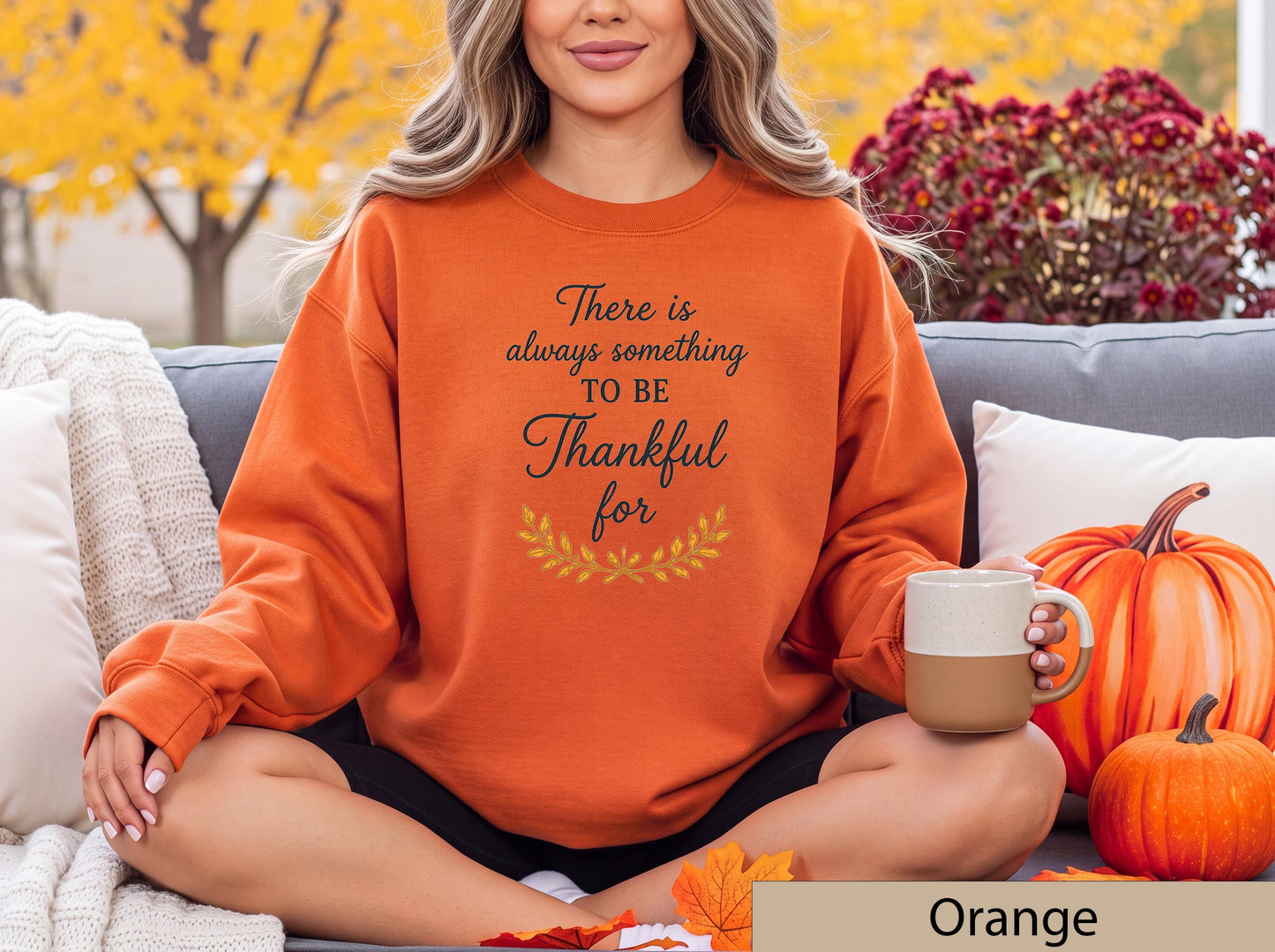 Thankful Script Sweatshirt, Autumn Leaf Graphic, Cozy Fall Crewneck, Thanksgiving Apparel