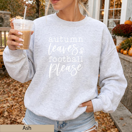 Autumn Leaves Football Please Sweatshirt, Sand Game Day Crewneck Sweater