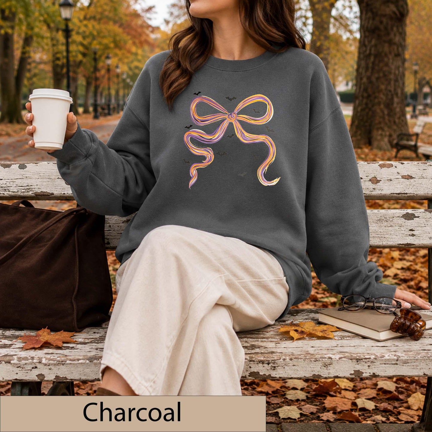 Coquette Halloween Bow Sweatshirt, Watercolor Bats Crewneck, Spooky Fall Jumper