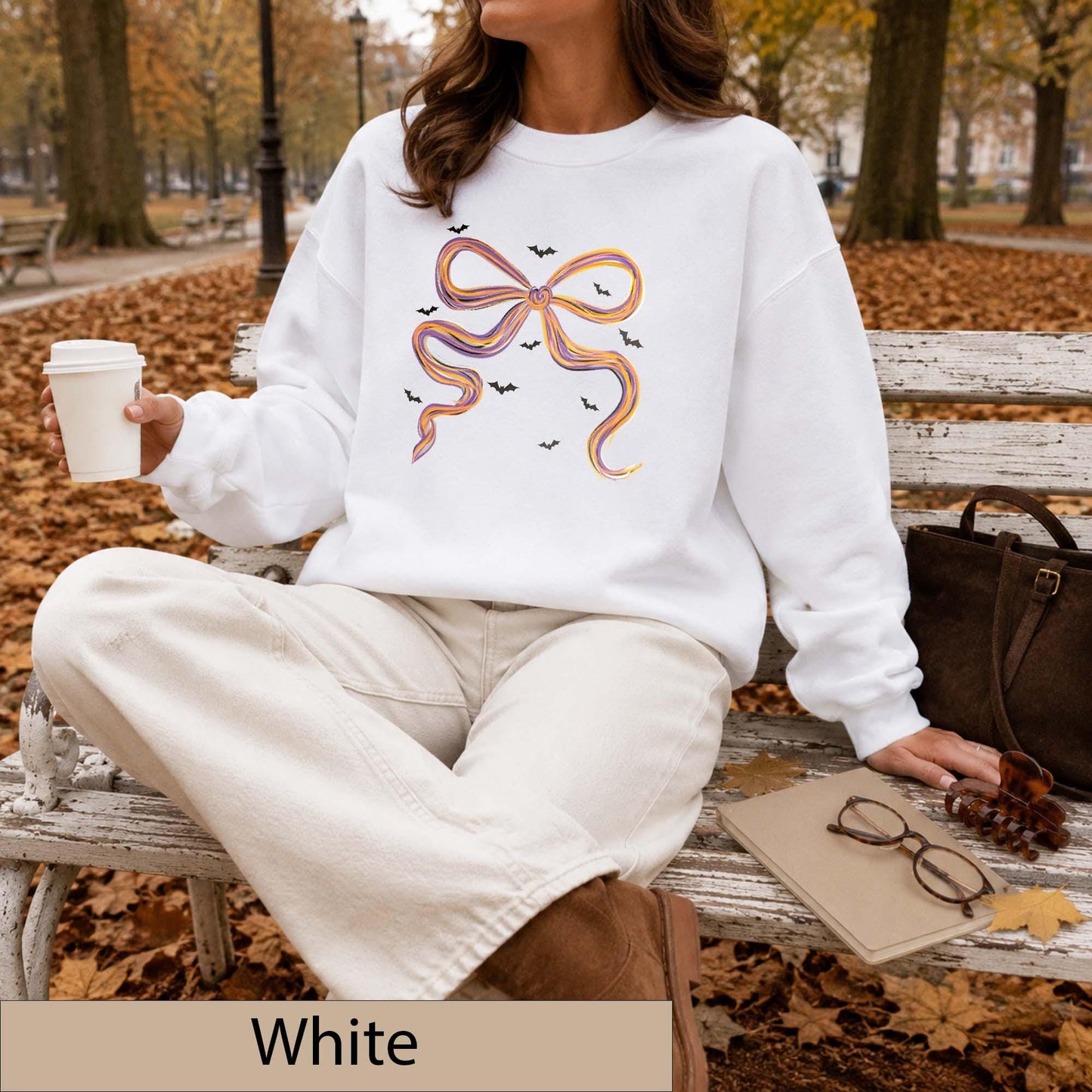 Coquette Halloween Bow Sweatshirt, Watercolor Bats Crewneck, Spooky Fall Jumper