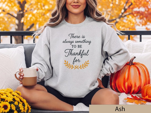 Thankful Script Sweatshirt, Autumn Leaf Graphic, Cozy Fall Crewneck, Thanksgiving Apparel