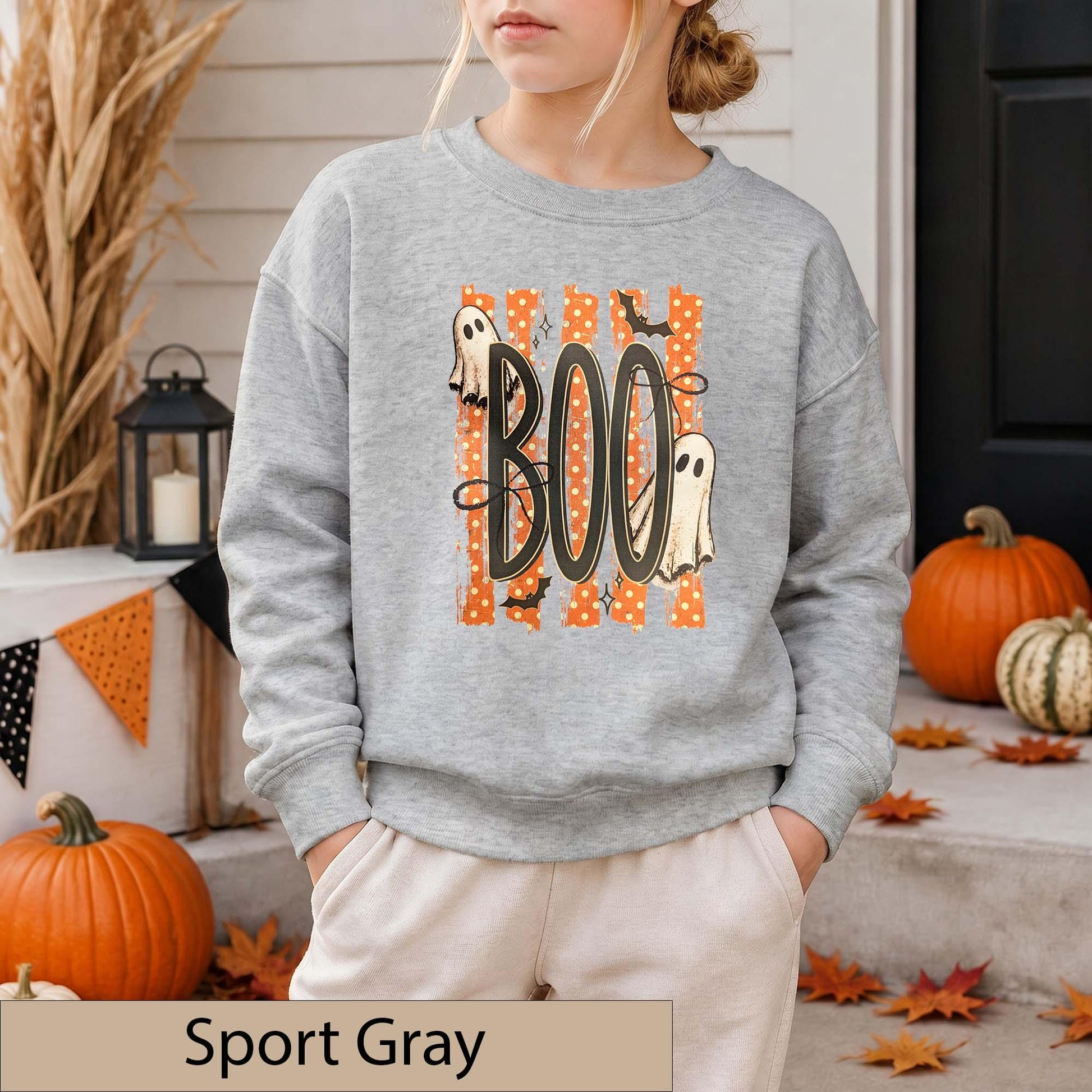 Retro Boo Ghost Halloween Sweatshirt, Spooky Season Crewneck, Fall Sweater