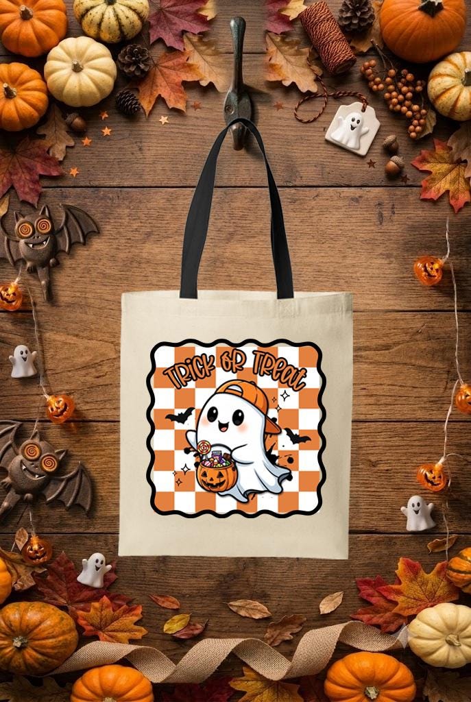 Ghost Halloween Trick or Treat Bag, Boys Spooky Season Candy Tote