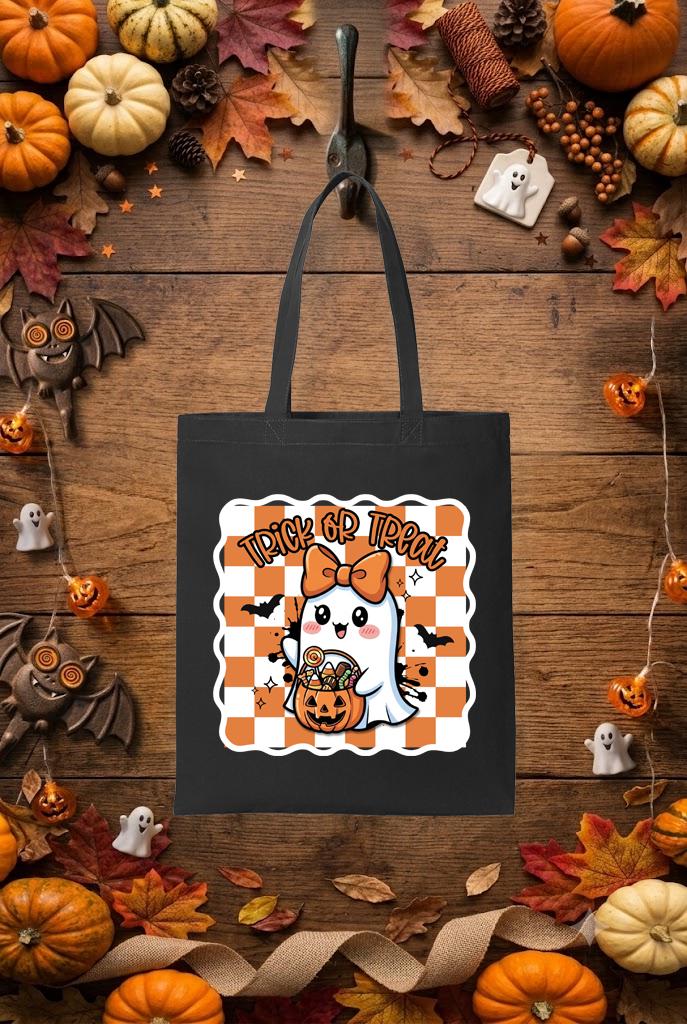 Ghost Halloween Trick or Treat Bag, Girls Spooky Season Candy Tote