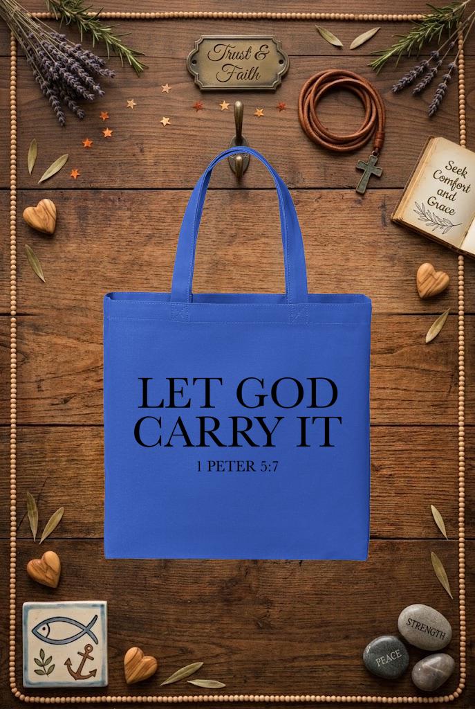 Christian Tote Bag | 1 Peter 5:7 Faith Verse Gift for Women