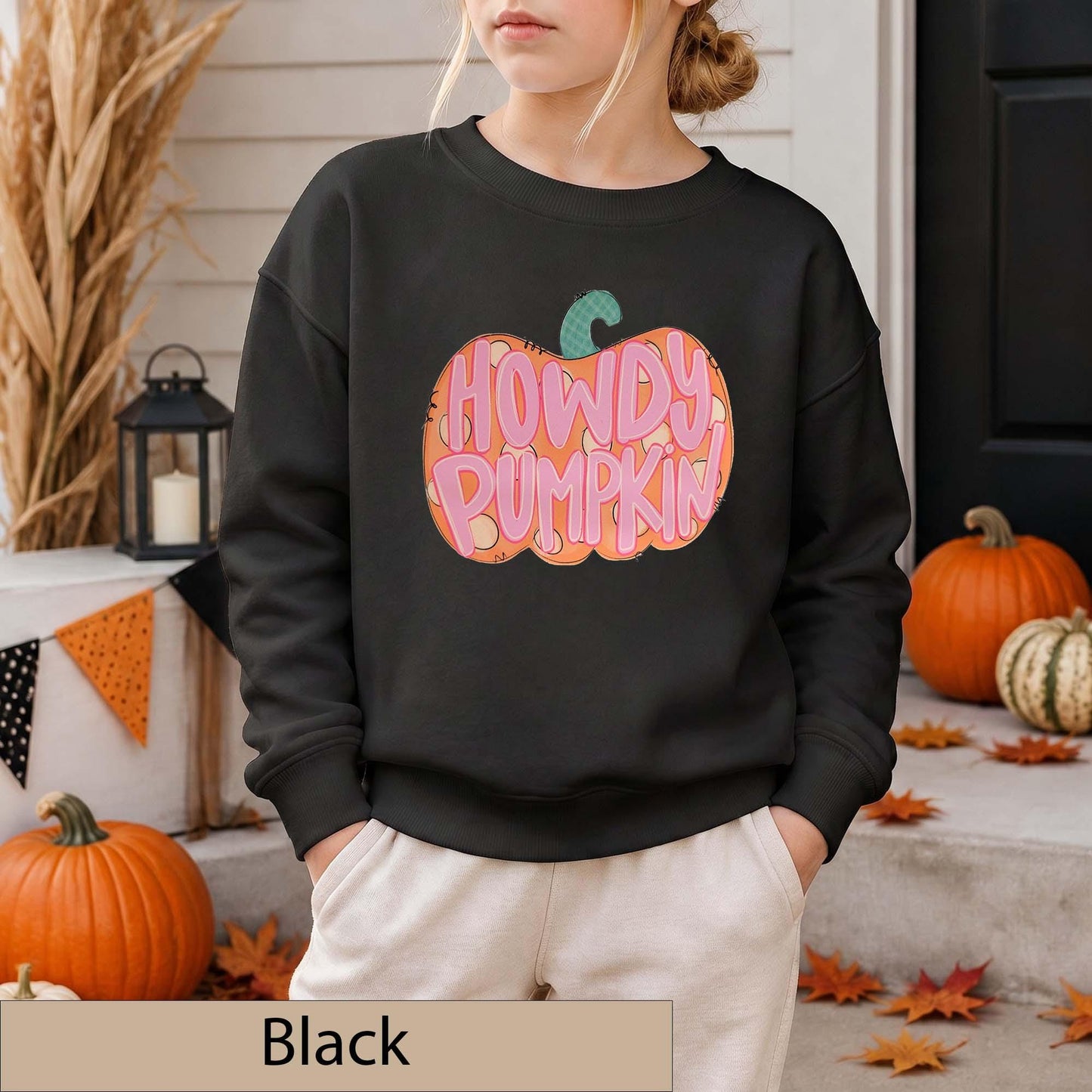 Howdy Pumpkin Sweatshirt, Retro Western Fall Crewneck, Pink Autumn Pullover