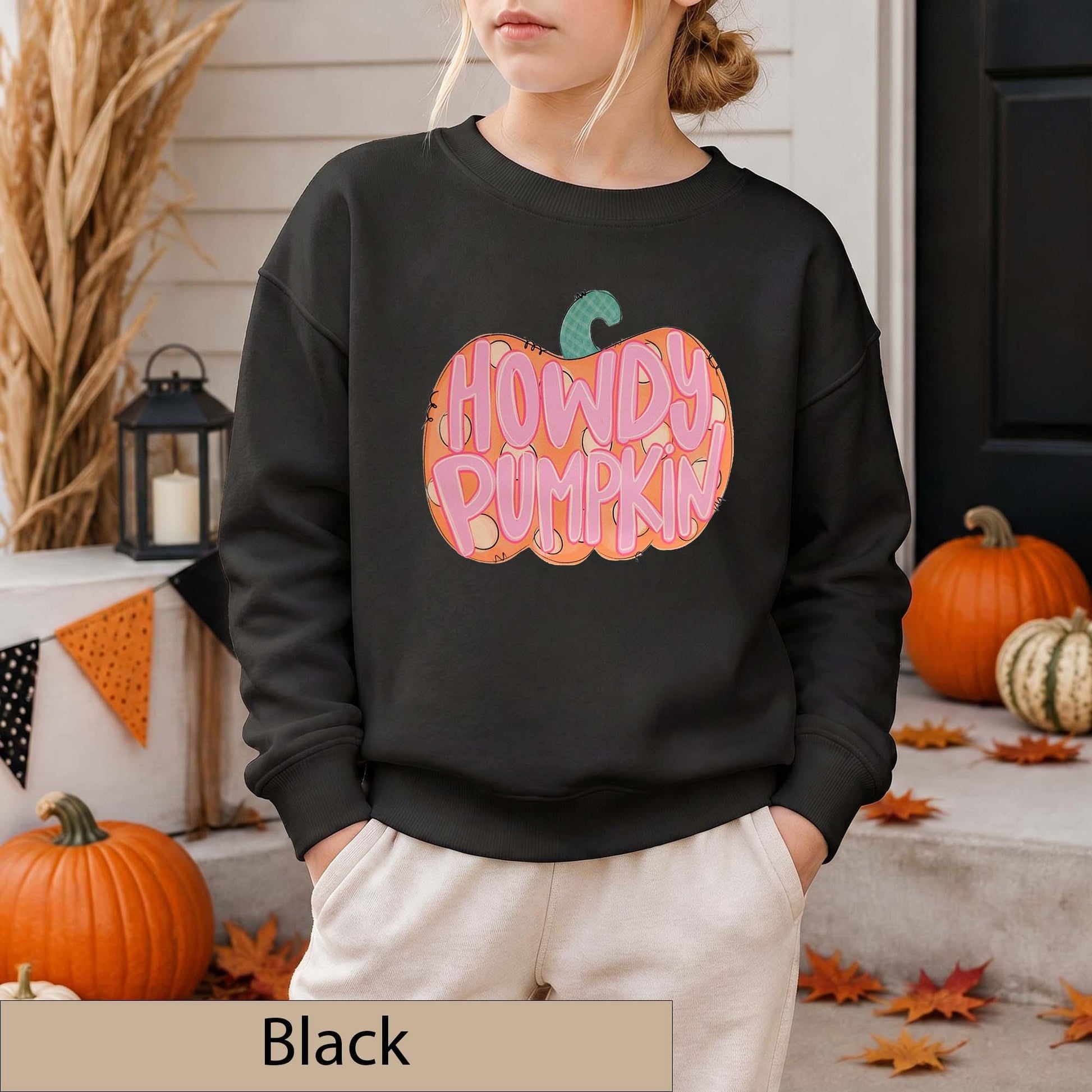 Howdy Pumpkin Sweatshirt, Retro Western Fall Crewneck, Pink Autumn Pullover