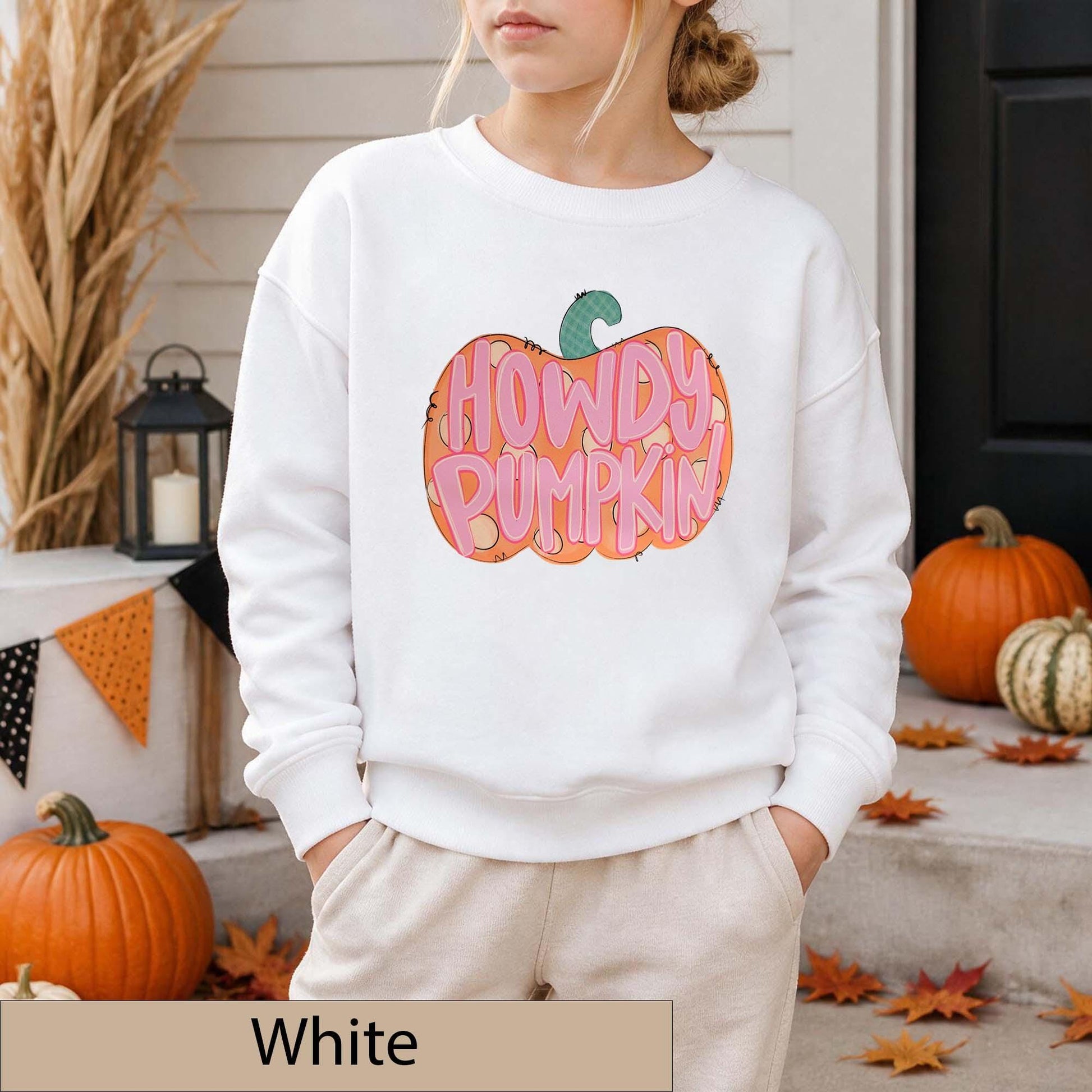 Howdy Pumpkin Sweatshirt, Retro Western Fall Crewneck, Pink Autumn Pullover
