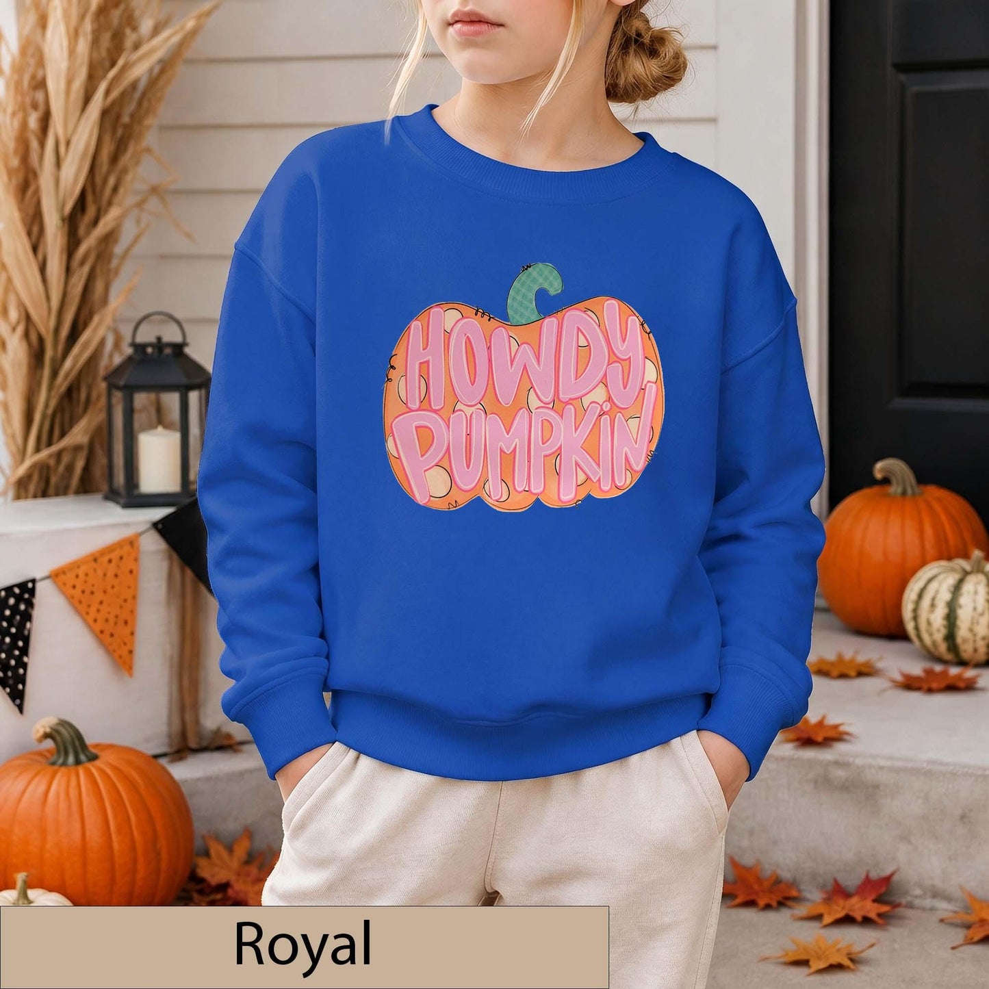 Howdy Pumpkin Sweatshirt, Retro Western Fall Crewneck, Pink Autumn Pullover