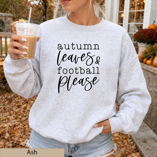 Autumn Leaves Football Please Sweatshirt, Sand Game Day Crewneck Sweater