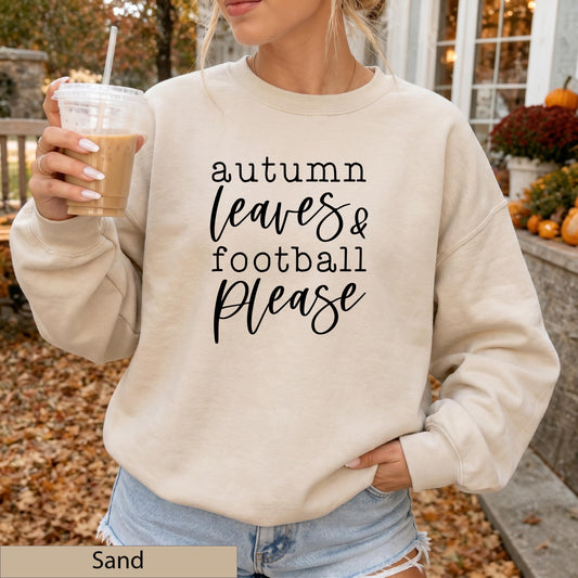 Autumn Leaves Football Please Sweatshirt, Sand Game Day Crewneck Sweater