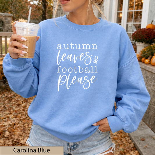 Autumn Leaves Football Please Sweatshirt, Sand Game Day Crewneck Sweater