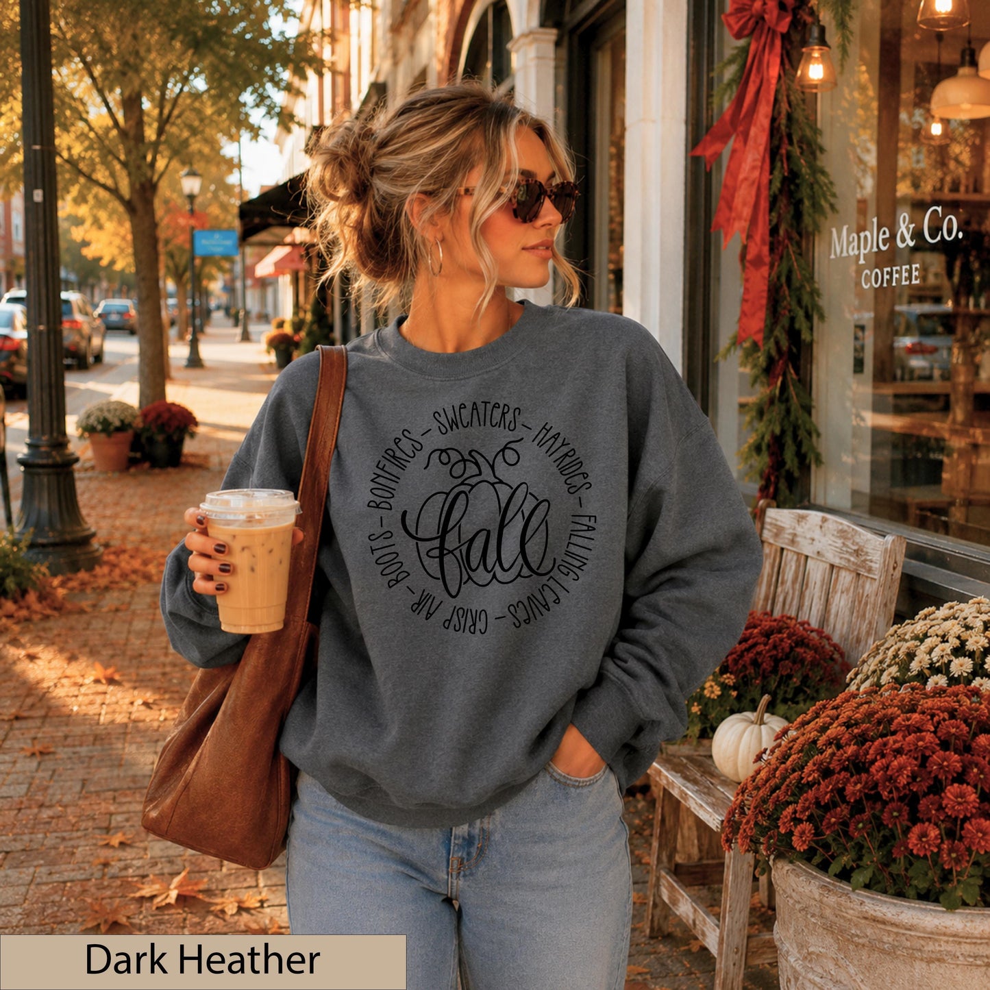 Military Green Pumpkin Crewneck Sweatshirt, Autumn Fall Favorites Jumper