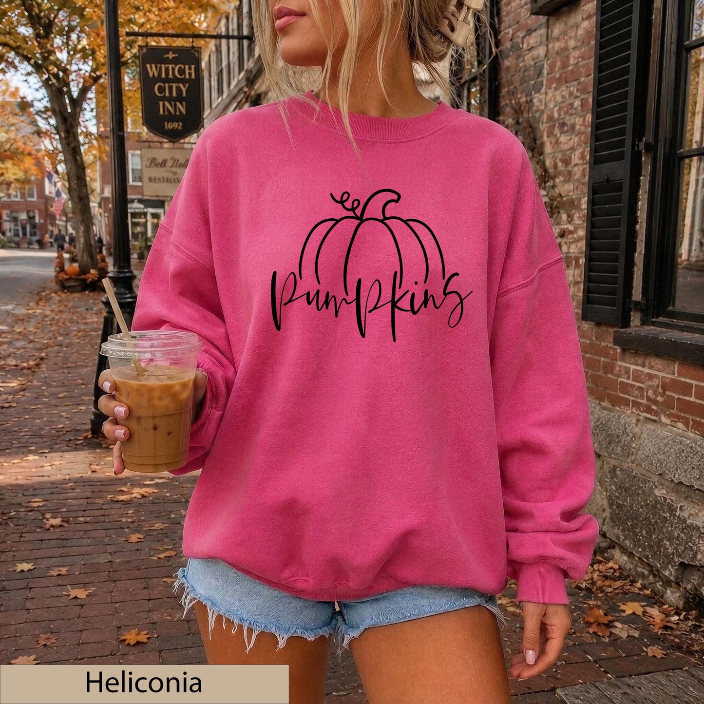 Minimalist Black Hand Drawn Pumpkin Sweatshirt, Cozy Autumn Line Art Crewneck Sweater