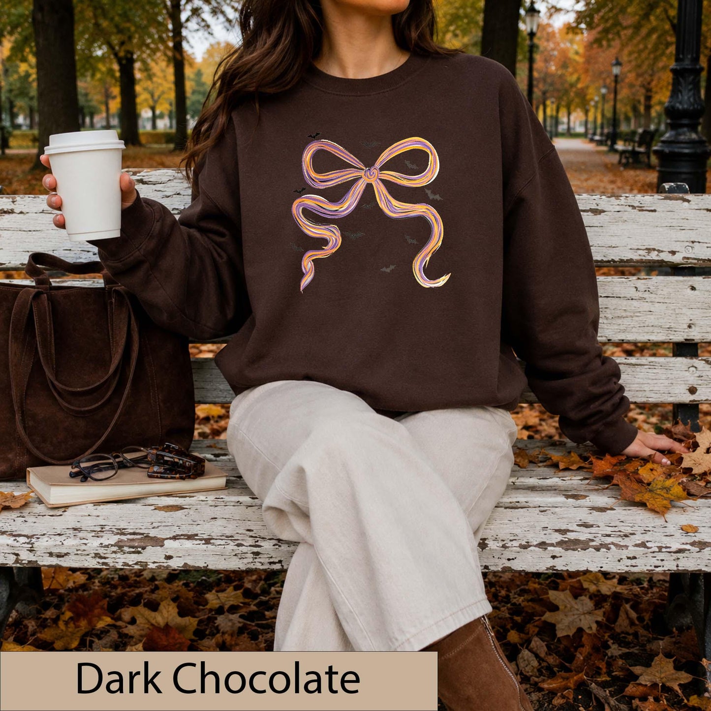 Coquette Halloween Bow Sweatshirt, Watercolor Bats Crewneck, Spooky Fall Jumper