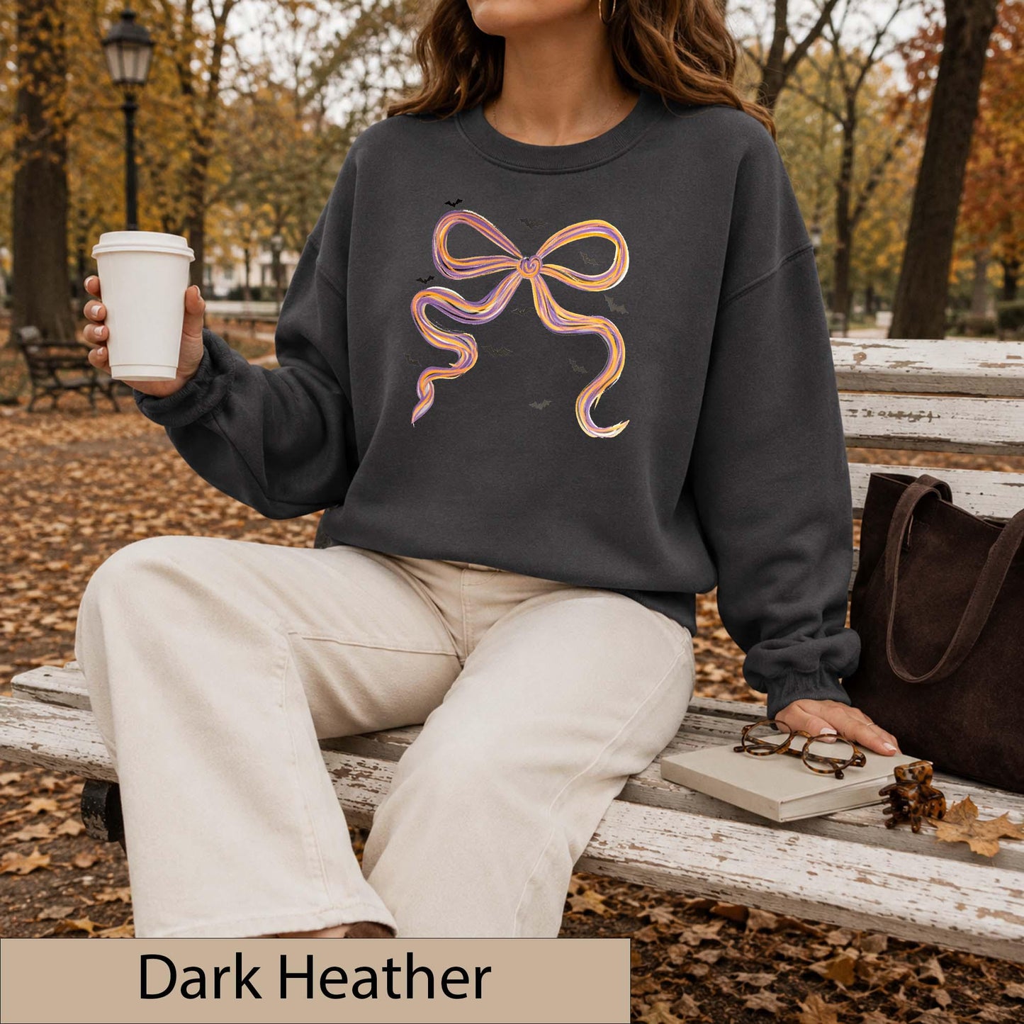Coquette Halloween Bow Sweatshirt, Watercolor Bats Crewneck, Spooky Fall Jumper