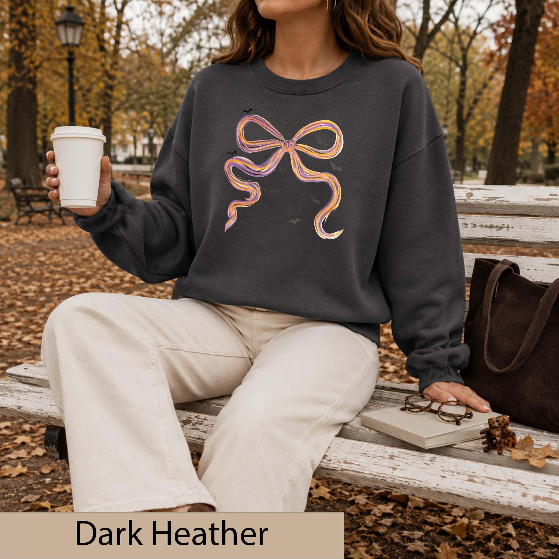 Coquette Halloween Bow Sweatshirt, Watercolor Bats Crewneck, Spooky Fall Jumper