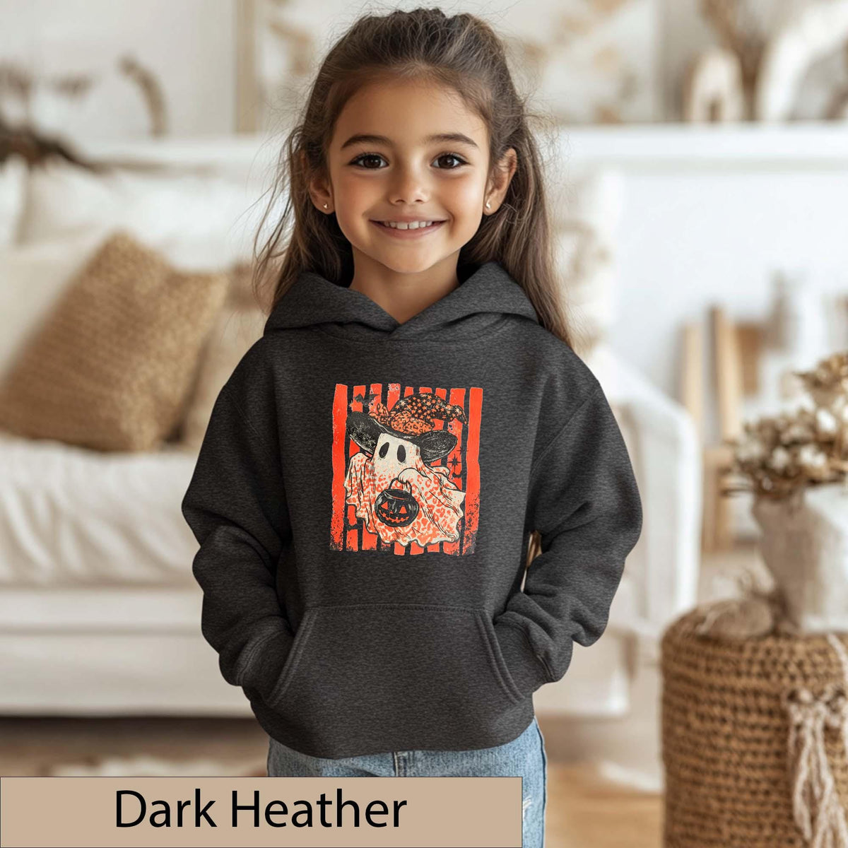 Vintage Kids Halloween Ghost Hoodie, Retro Trick-or-Treat Sweatshirt