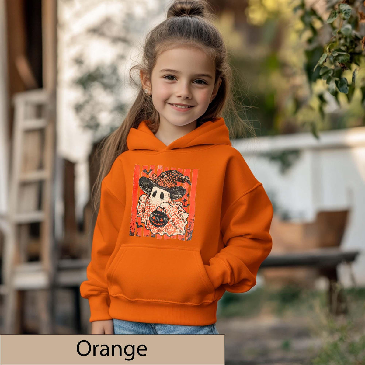 Vintage Kids Halloween Ghost Hoodie, Retro Trick-or-Treat Sweatshirt
