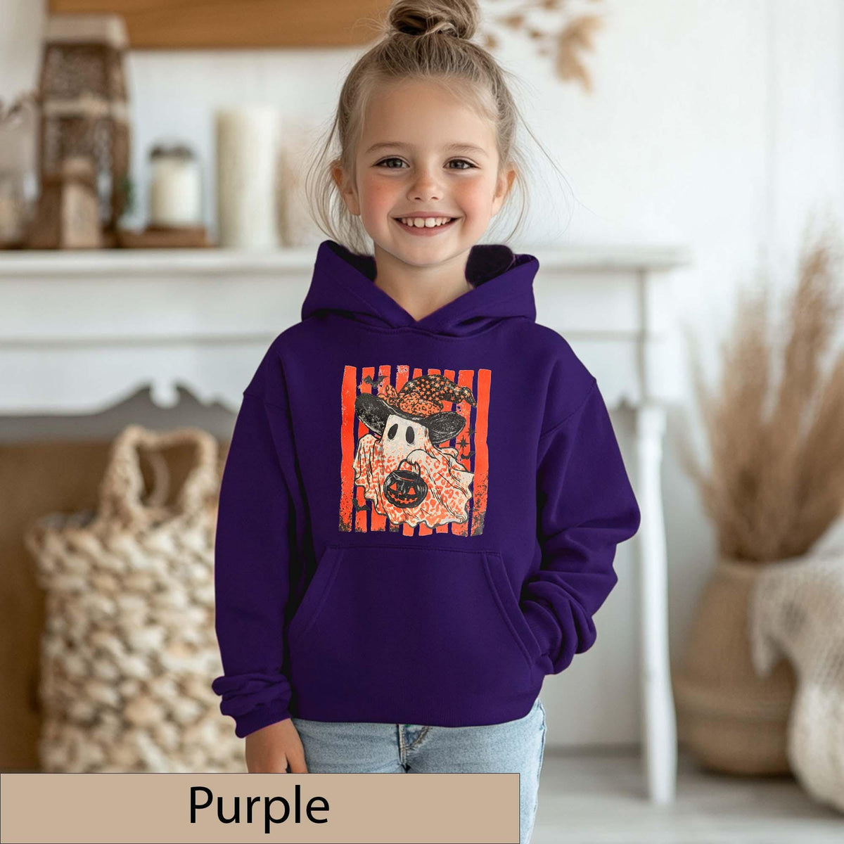 Vintage Kids Halloween Ghost Hoodie, Retro Trick-or-Treat Sweatshirt