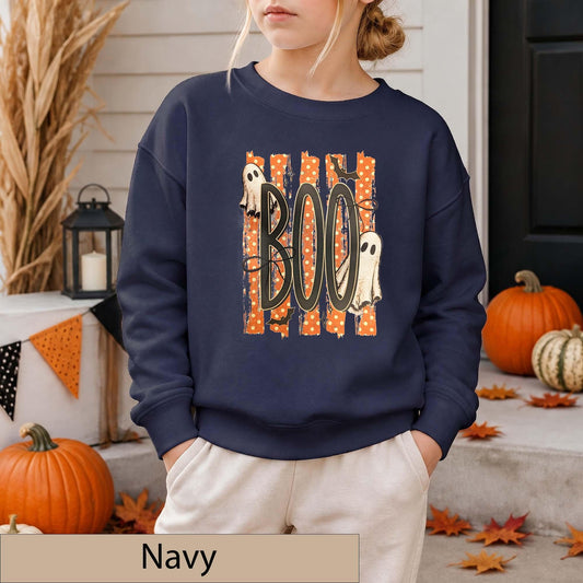 Retro Boo Ghost Halloween Sweatshirt, Spooky Season Crewneck, Fall Sweater